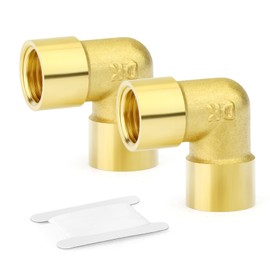 GASHER 2pcs 90 Degree Barstock Street Elbow, 3/8" BSP Female Pipe to 3/8" BSP Female Brass Pipe Fitting