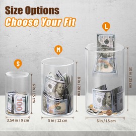 Hicocool - Alcancía transparente, alcancía acrílica para adultos que debe romper para abrir, hucha de acrílico transparente innopenable para regalo de cumpleaños de niños y niñas (6 pulgadas de alto x