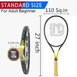 LUNNADE Adults Tennis Racket 27 Inch, Shockproof Carbon Fiber Tennis Racquet Light-Weight, Pre-Strung and Regrip, Suitable for Beginners to Intermediate Players