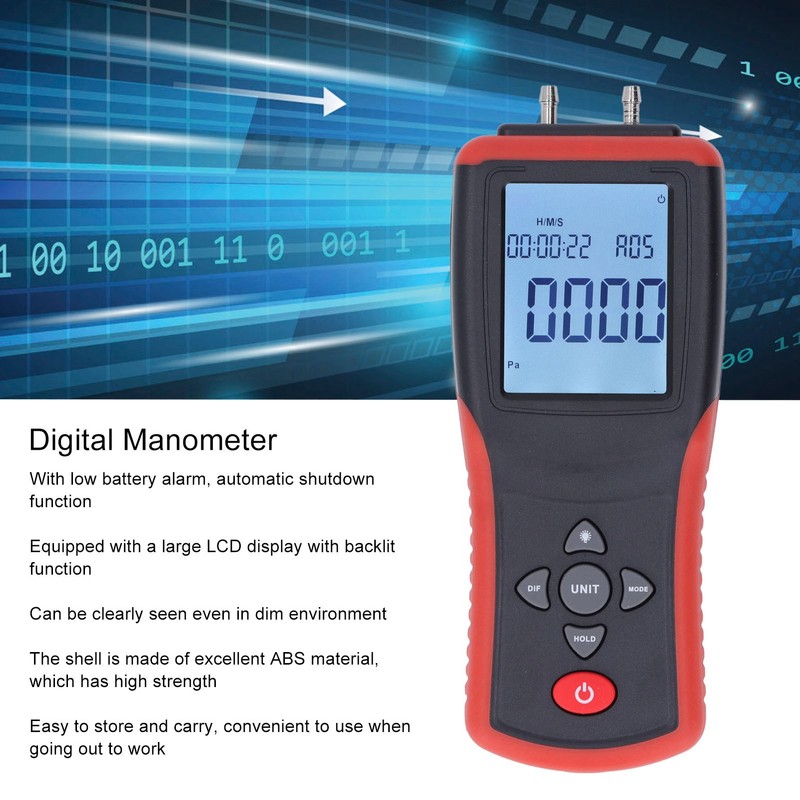 Digital Manometer 12 Units Selectable Multi Function Digital Differential Pressure