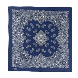 kakatrend Bandana, Paisley, 100% Cotton, Triangular Width, Adult, Fashionable, Handkerchief, Cotton, Bundle, Unisex, Large Size, Men's 21.7 x 21.7 inches (55 x 55 cm), navy