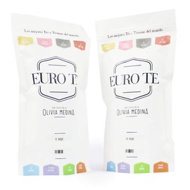 EURO TE Duo Pack de Tés con 100gr de Pu erh Frutos Rojos y 100gr de Pu erh Menta, Té Rojo de Hoja Suelta