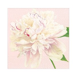 Caspari Duchess Peonies Paper Luncheon Napkins in Blush, Two Packs of 20