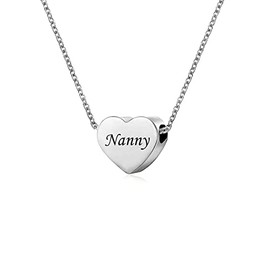 KunBead Jewelry I Love You Silver Nanny Nan Nana Birthday Necklace Gifts from Grandchildren
