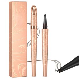 IKOPFLN Augenbrauenstift Wasserfest, Microblading Augenbrauenstift Eye Brow Pencil mit 4 Gabelspitze Applikator, Schwarz Eyebrow Pencil Erzeugt Mühelos Natürlich Aussehende Brauen (Schwarz)