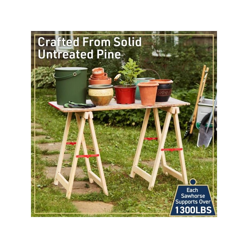 Saw Horses 2 Pack - Heavy Duty Sawhorses 2 Pack