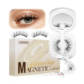 LASHVIEW Magnetic Eyelashes Natural Look, Reusable Manga Magnetic Lashes Kit with Applicator, No Glue Needed Magnetic Eyelashes Kit, Easy to Wear and Remove for All-Day Comfort CT27