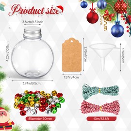 Baderke 24 Pcs 13.5 oz Spherical Plastic Potion Bottles with 48 Jingle Bells Funnel Labels Rope Potion Bottles for Drinks Candy Jar for DIY Crafts Table Decoration Christmas Party Favor Xmas Gifts
