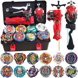 Bey Battling Burst Toy Set, 12pcs Spinning Burst Tops 2 Two-Ways Launchers with Grip, Combat Tops Battle Game with Portable Box Gift for Kids Children Boys 6-12