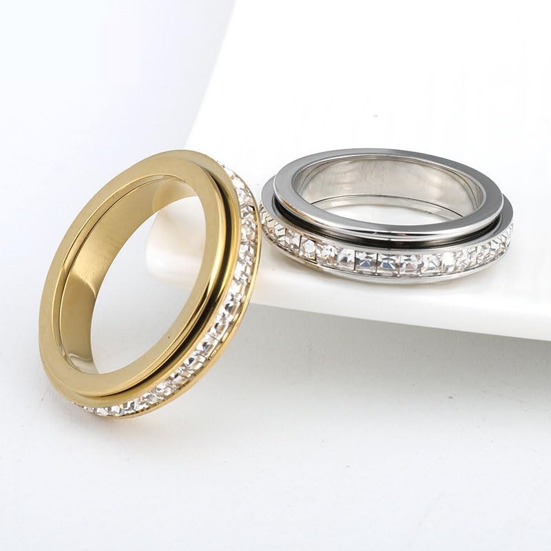 366DAYS Anxiety Rings for Women Titanium Steel Spinner Fidget Band