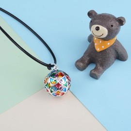 EUDORA Harmony Ball Necklace Flower-de-luce Colorful Chime Pendant Pregnancy Gift 30" & 45" Chian