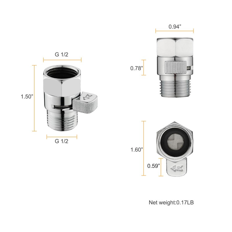 Chrome Water Flow Control Valve, G1/2" Shower Head Flow Control