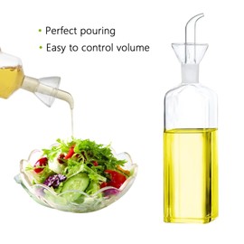 Floatant Olive Oil Pourer Olive Oil Vinegar Cooking Wine cotainer Salad Dressing Glass, Oil Bottle Vinaigrette Oil Dispenser Drizzle Oil Cruet 17oz Glass Oil Bottle