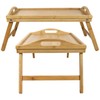 Greenco Bamboo Breakfast Tray Folding Legs with Handles, Bed Tray