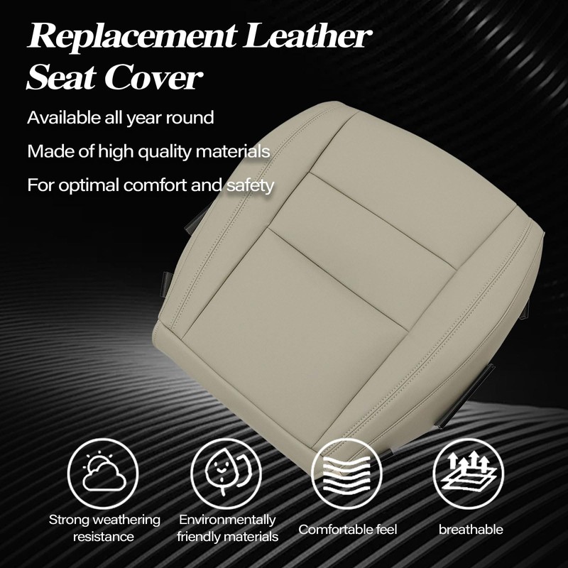 SecosAutoparts Front Driver Side Bottom Non-Perforated Leather Replacement Seat Cover