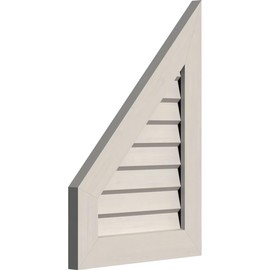 Ekena Millwork 24"W x 30"H Half Peaked Top Left (29"W x 35 3/8"H Frame Size) 4/12 Pitch: Primed, Non-Functional, Smooth Western Red Cedar Gable Vent w/Decorative Face Frame