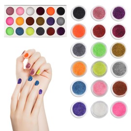 Multi-Color Nail Glitter Set,18 Shimmering Glitter Colors Micro Mini Glass Beads Iridescent Nail Charms Glitters Crystals Nail Gems for Nail Art Pearls (18-Color Glitter Powder)