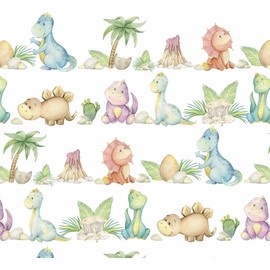 Stesha Party Dinosaur Baby Shower or Birthday Gift Wrapping Paper - Folded Flat 30 x 20 Inch (3 Sheets)