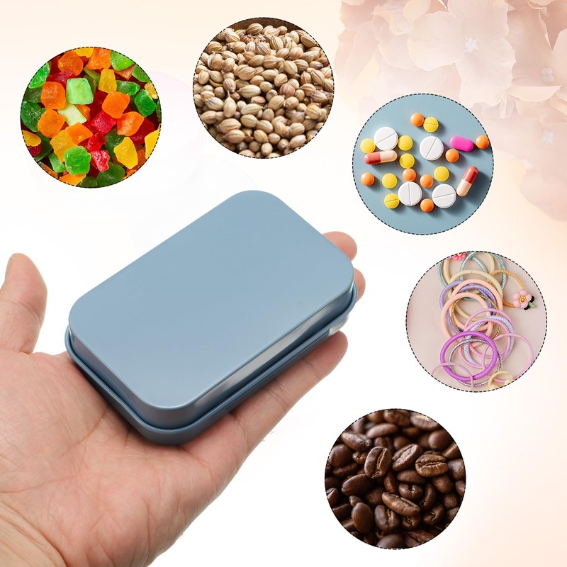 sourcing map 12pcs Metal Tin Box, 3.7x2.4x0.8 Mini Portable Rectangular