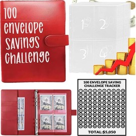 【CLOUDSEA】100 Envelopes Money Saving Challenge Money Saving Binder 100 Envelope Challenge Binder Savings Binder Envelope A5 Savings Challenge Book:_green