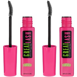 Maybelline Great Lash Curved Brush Washable Mascara, Volumizing, Lengthening and Curling Mascara, Very Black, 1 Count