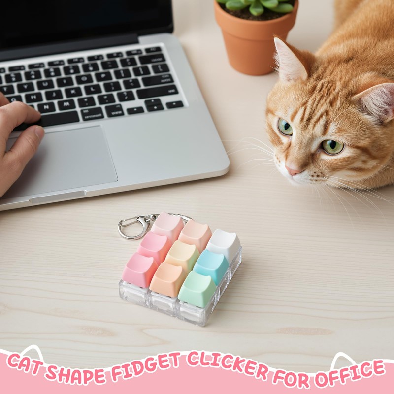 Netholid Cat Shape Keyboard Fidget Toys for Adults Clicky Button