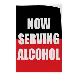 Door Decals Vertical Vinyl Stickers Multiple Sizes Now Serving Alcohol Food Fair Promotion Industrial Vinyl Luggage & Bumper Stickers for Cars Restaurant and Food 18x24Inches
