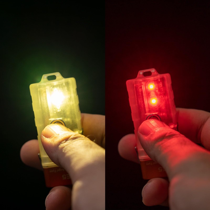 RovyVon E5R Keychain Flashlight, Glow in the Dark, Dual Power
