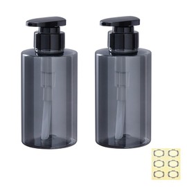 Apstaqeoo 2Pcs 300ml/10oz Empty Pump Bottle Dispensers - Refillable Plastic Shampoo Bottle Hand & Dish Soap Dispenser with pump, Lotion Shower Gel Storage Container Toiletries Liquid Dispenser (Grey)