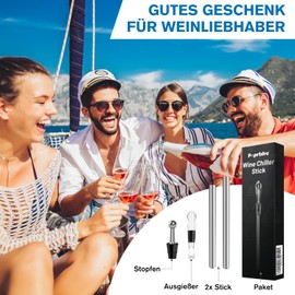 Wine Cooling Stick, Set of 4, Wine Cooler Rod with Spout, Practical Wine Accessories for Wine Lovers, Wine Cooler Set, Gift for Most Bottles