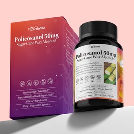 Earthville Policosanol 50mg sugarcane wax aliphatic alcohol blood circulation effect 120 capsules / 어스빌 폴리코사놀 50mg 사탕수수왁스 지방족알코올 혈행 효능 120캡슐