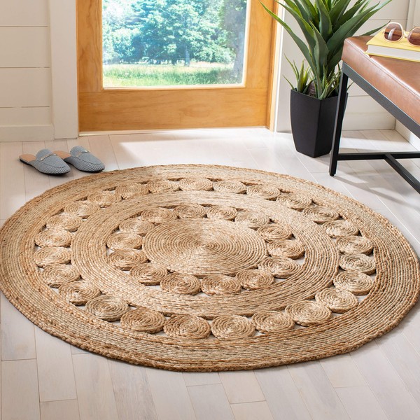 SAFAVIEH Natural Fiber Round Collection 4' Round Natural NFB250A Handmade