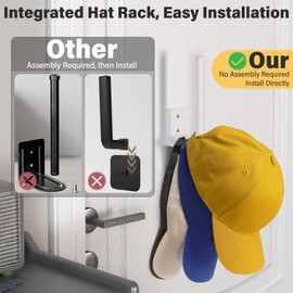 Ginyoyo 2 Pack Hat Organizer, Hat Rack for Wall, Strong Adhesive Hat Hooks, Hat Storage for Baseball Caps, Closet Storage and Organization, White