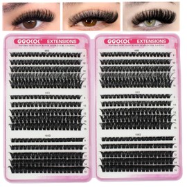 GGOKOK DIY Lash Clusters 60D+80D+100D Fluffy Volume 8-16MM Thick Eyelash Extension Kit Individual Lash Russian Eyelashes Extensions Wispy Lash Clusters(60D 80D 100D)