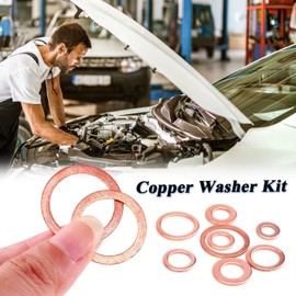 Bestgle 200 Pcs Copper Washer Assortment Kit Metric Flat Ring Copper Sealing Washers for Electrical Connections, Household DIY Work, Automotive Shop use, M5 M6 M8 M10 M12 M14