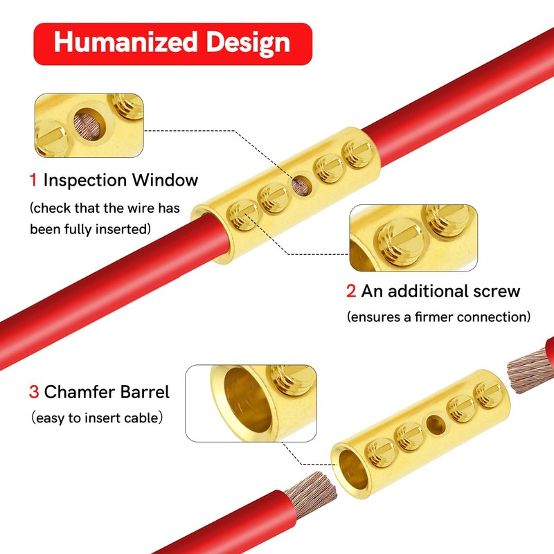 BAALA 14-12 Gauge Pure Brass Butt Connectors Kit, 20PCS Screw