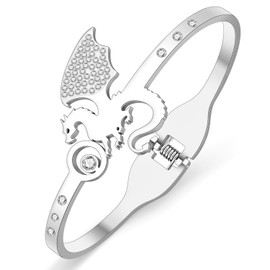 NEWEI Dragonfly Gifts for Women Girls Cute Dragonfly Bracelet Bangle Stainless Steel Dragonfly Jewelry Decor Charms for Dragon Fly Lovers, Stainless Steel, Zircon gemstone.