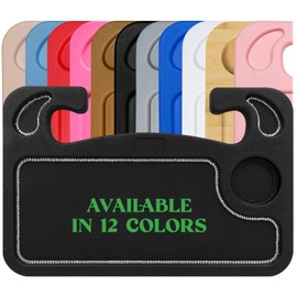 lebogner Steering Wheel Tray, Car Tray for Eating, Hook On Steering Wheel Desk for Food, Laptop and Car Accessories, Car Road Trip Must Haves Gadgets Car Table (Black with Rhinestones)