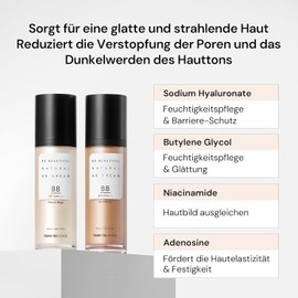 Be Beautiful Natural BB Cream SPF30+ PA++ 40 ml - Flawless Coverage, K-beauty Korean Make-up, Hydrating, Dermatologist Tested, Lightweight Formula, BB Cream Korean