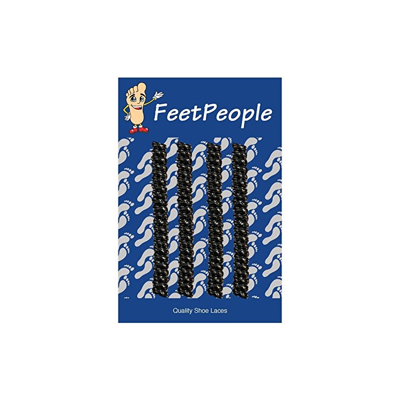 FeetPeople Curly (or Twister No-Tie) Shoelaces, Black/Silver, 2 Pair