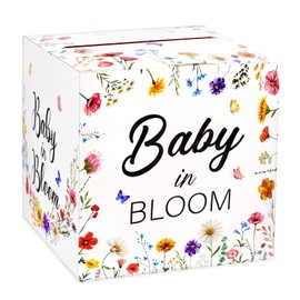 Baby in Bloom Card Box Baby Shower Wildflower Favors Post Box Cardboard Receiving Diaper Raffle Card Box Holder for Reception, Baby Showers, Baby Birthday Party Table Centerpiece Decorations