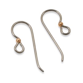 10 Gray Niobium Ear Wires + 2mm Copper Accent Bead - Hypoallergenic Earring Hooks for Sensitive Ears - Ideal for DIY Earring Making