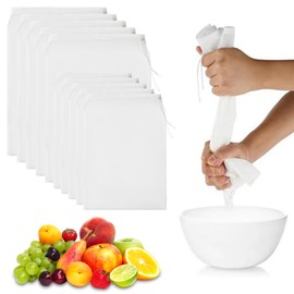Nut Milk Bags Pack of 10 Straining Cloth Reusable (30 x 20.20 x 15) Cheese Cloth Organic Washable Filter Bag with Drawstring Nylon Filter Bag Nut Milk Bag for Nut Milk Cheese Coffee Yoghurt Fruit