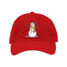 One Size Red Deluxe Dad Cute Snowman Christmas Embroidered Deluxe Dad Hat