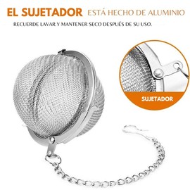 U Chef Infusores de T, 2 piezas de bola de t de malla de acero inoxidable de 2.1, Infusor de t suelto de Acero Inoxidable, Filtro de t de bola,...    