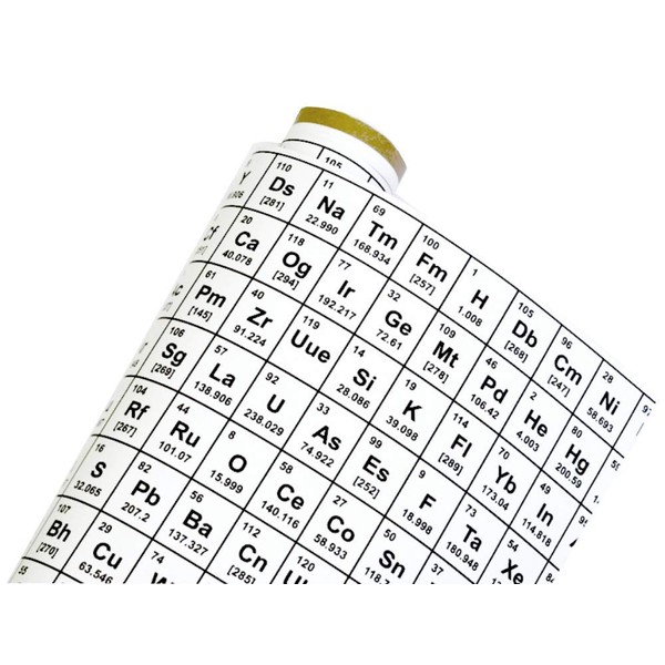 Chemistry Periodic Table of Elements Science Themed Roll of Gift Wrap by Nerdy Words (24" x 144")