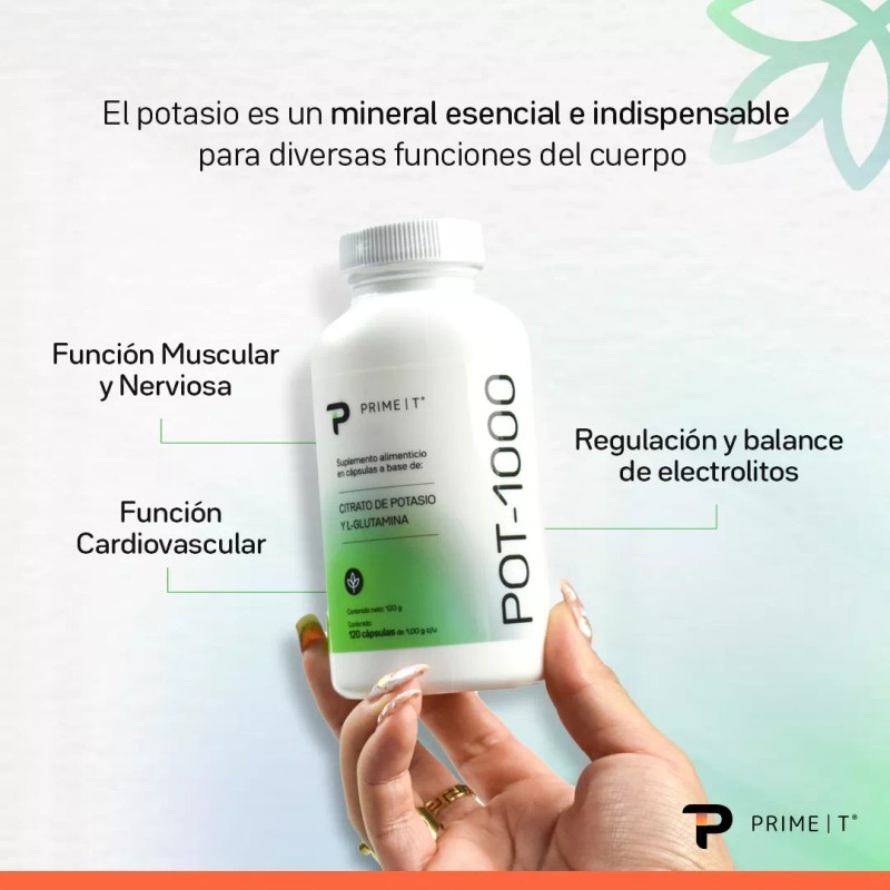 Primetech Nutrition Citrato De Potasio Pot-1000 Primetech 120 Caps De