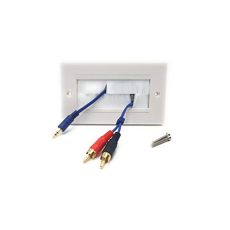 MainCore UK Standard Faceplate Gang White Brush for Cables Exit/Wall