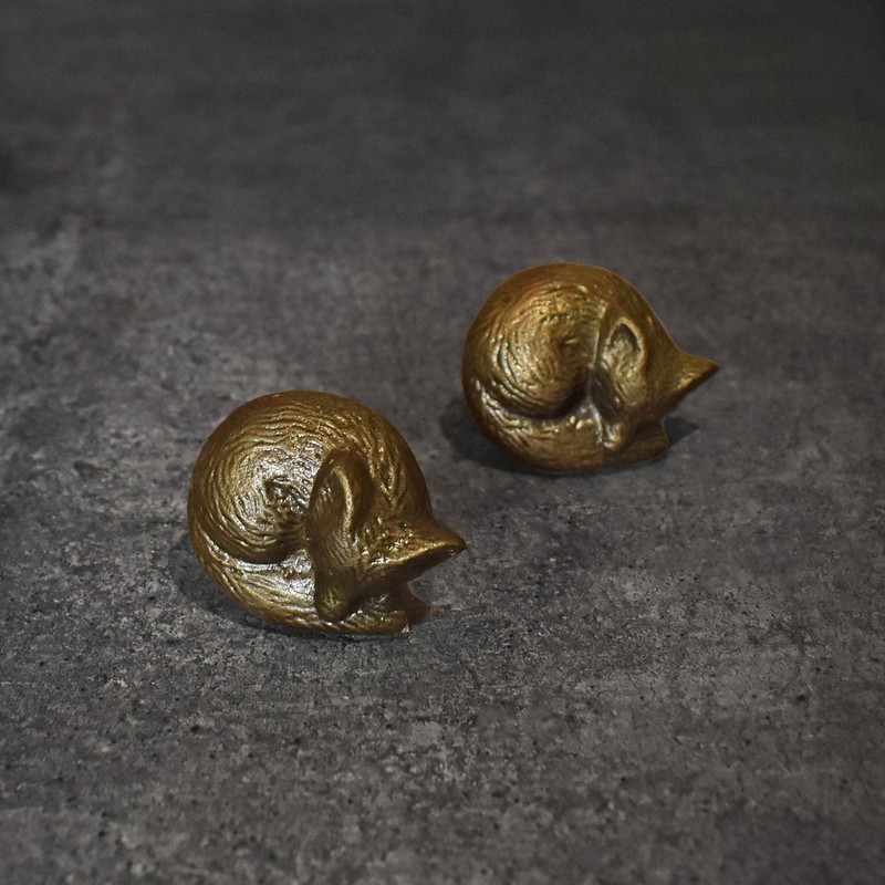Fox Antique Brass Cabinet Drawer Knob and Pull Animal Kitchen
