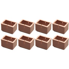ASKRefine Chair Leg Covers Set of 8 Square 24-30mm x 38-48mm Brown Coffee Brown Color Felt Chair Leg Caps Guard Noise Trouble Prevention Floor Scratch Prevention (Square Shape 24-30mm x 38-48mm)